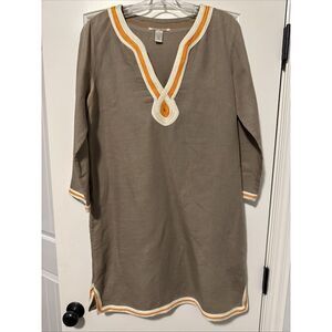 Vintage‎ Lucky Brand Tan Linen Blend Boho Tunic Dress Size Medium